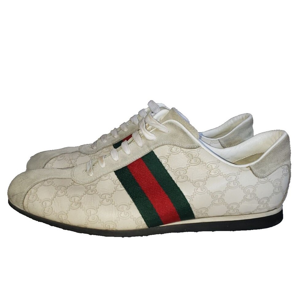 Gucci GG Monogram Mystic White Leather Shoes Trainers Men's Size 12.5G - Picture 6 of 10